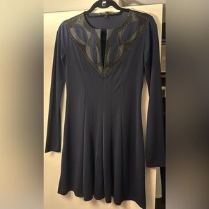 BCBG Navy Long Sleeve Shift Dress in size XXS